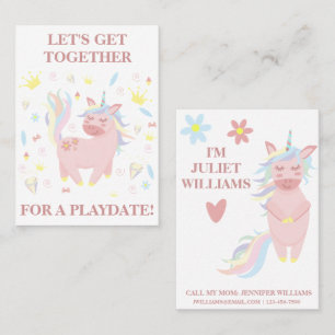 Telefonkortet Cute Rosa Unicorn Playdate Mamma Visitkort