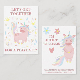 Telefonkortet Cute Rosa Unicorn Playdate Mamma Visitkort