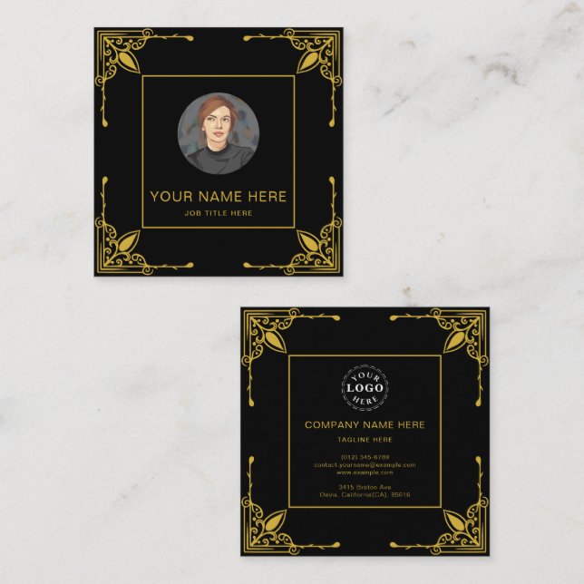 Telefonkortet Luxury Black med metallisk Guld (Fram/baksida)