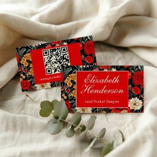 Telefonkortet Red and Cream Mörk Blommigt