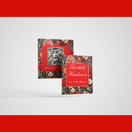 Telefonkortet Red and Cream Mörk Blommigt Square