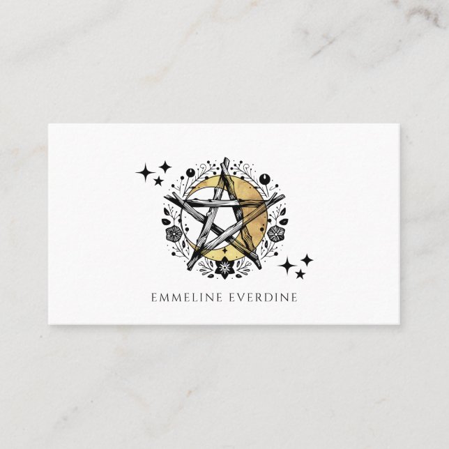 Telefonkortet Rustic Wiccan Pagan Pentacle Måne (Framsida)