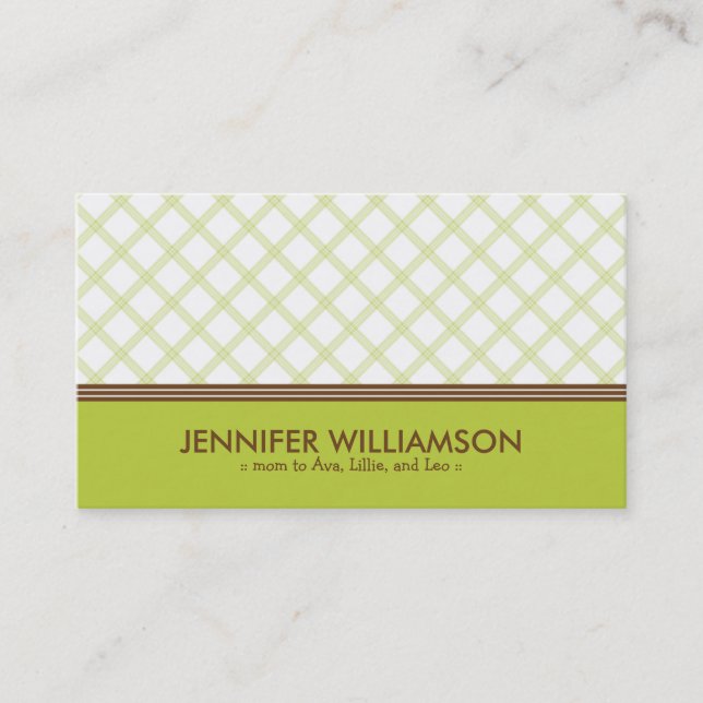Telefonkortet Trendig Lime Green Plaid Mamma (Framsida)