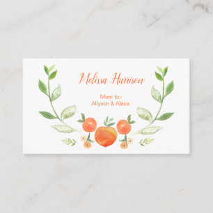 Telefonkortet Vattenfärgspersikor och grönt Mamma Visitkort