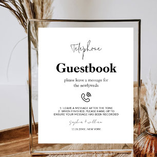 Telefonnummer till Guestbook Bröllop Signage Lämna Poster