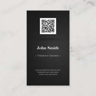 Telefonoperatör - Elegant Black QR-kod Visitkort