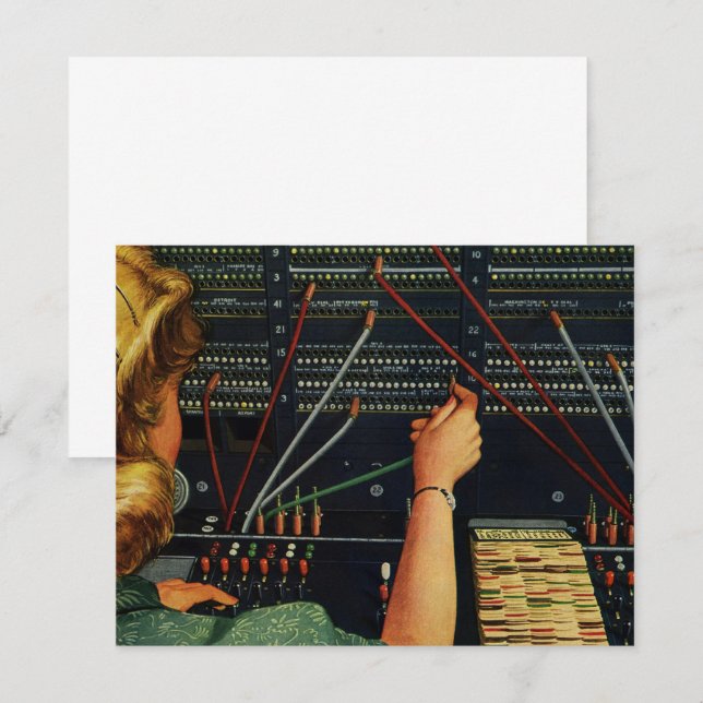 Telefonoperatör, Vintage, företag Inbjudningar (Fram/baksida)