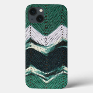 Telefonväska - Crocheteteterad Chevron i Grönt