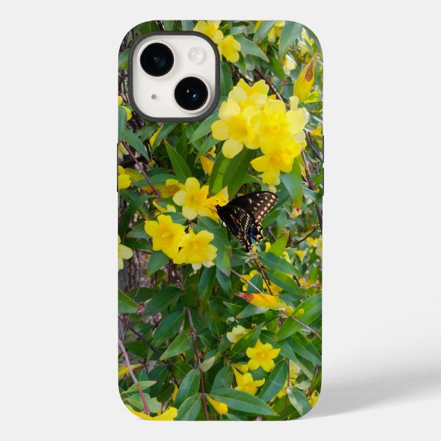 Telefonväska för fjäril och Gula blommor (Baksida)