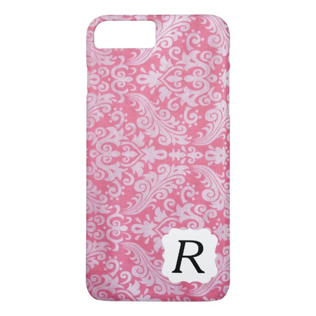 Telefonväska för monogrammad Rosa Damask Case-Mate iPhone Skal (Baksida)