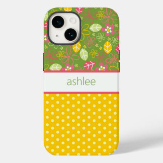Telefonväska för personlig Blommigt & Polka dots