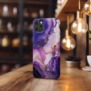 Telefonväska, Lila och Guld Marble, personalisera