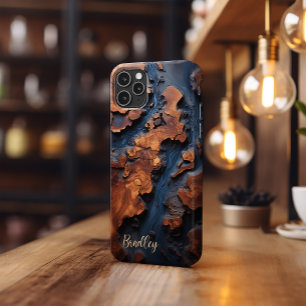 Telefonväska, marinblå harts, Burl Wood Design