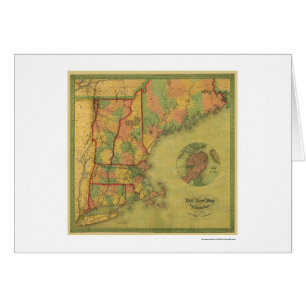 Telegrafera den Boston järnvägkartan 1854 Hälsningskort