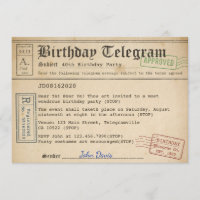 Telegram-inbjudan på födelsedagen