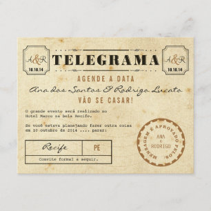 Telegrama do Vintage Agende a Data Inbjudningar