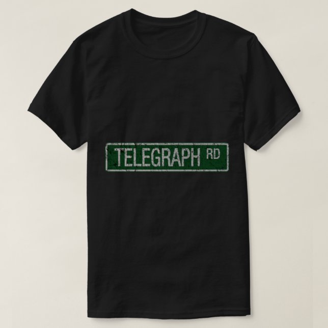 Telegraph Road grönt and white street Sign cracke T Shirt (Design framsida)