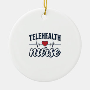 Telehealth Sjuksköterska Hjärtbeat Vintage T-Shirt Julgransprydnad Keramik