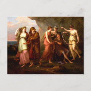 Telemachus och Calypsos nymphs Vykort