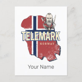 Telemark Norge Province Karta Vintage Souvenir Helg Vykort