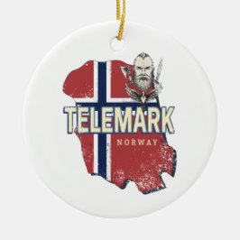 Telemark Norge Province Karta Vintage Souvenir Julgransprydnad Keramik