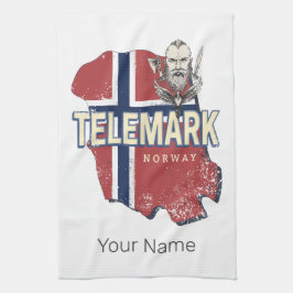Telemark Norge Province Karta Vintage Souvenir Kökshandduk