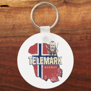 Telemark Norge Province Karta Vintage Souvenir Nyckelring