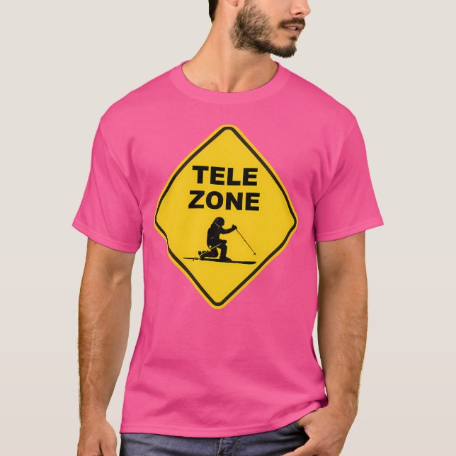 Telemark Ski Zon Road-skylt T Shirt (Framsida)