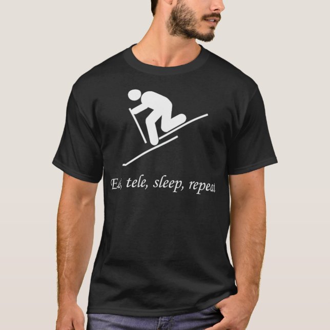Telemark skiing Eat Tele-viloläge Upprepat Skiing T Shirt (Framsida)
