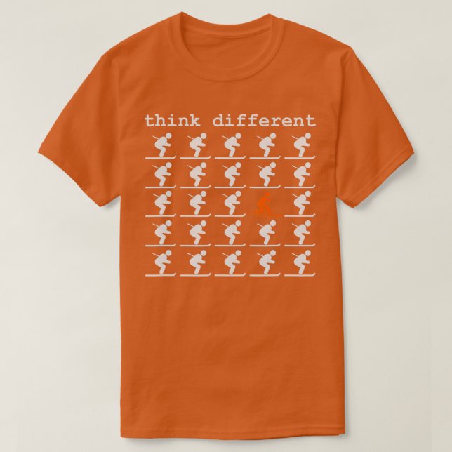 Telemark Skiing Free your Heel - Think Different S T Shirt (Design framsida)