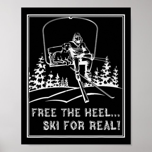 Telemark skiing Shirt frigör hjullåsen för reella  Poster (Framsidan)