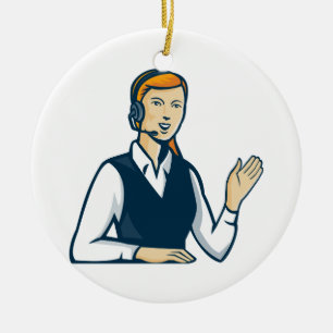 Telemarketerappellen centrerar den Retro Julgransprydnad Keramik