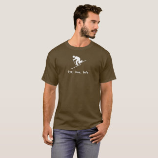telemarkskidåkning. Tele skidåkning. Levande T-shirt