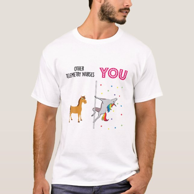 Telemetry Nurse Funny Unicorn T Shirt (Framsida)