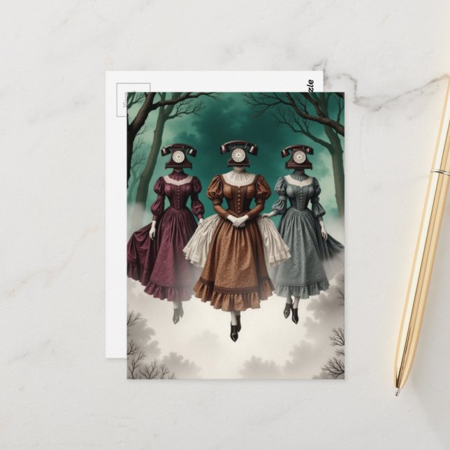 Telephone Ladies Vykort (Fram/Back In Situ)