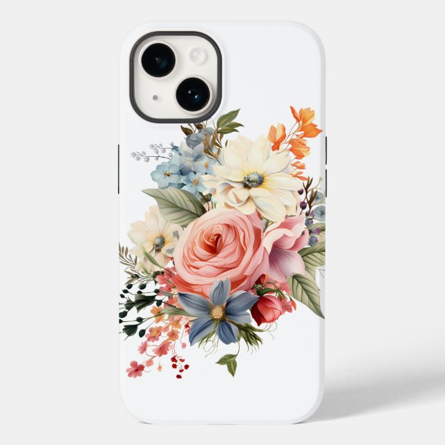  Téléphone pochet blanc avec un bouquet de roses (Baksida)