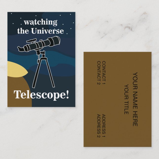 Telescope Astronomy Stargazing Night Himmel Visitkort (Fram/baksida)