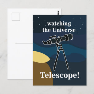 Telescope Astronomy Stargazing Night Himmel Vykort