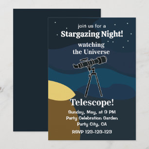 Telescope Astronomy Stargazing Party vid Himmel i Inbjudningar