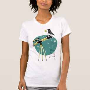 Teleskop och fågel t shirt