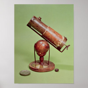 Teleskop som hör hemma till herr Isaac Newton 1671 Poster