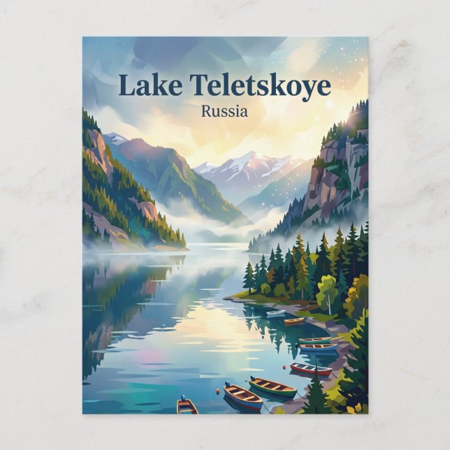 Teletskoye sjö Ryssland Vykort (Framsida)