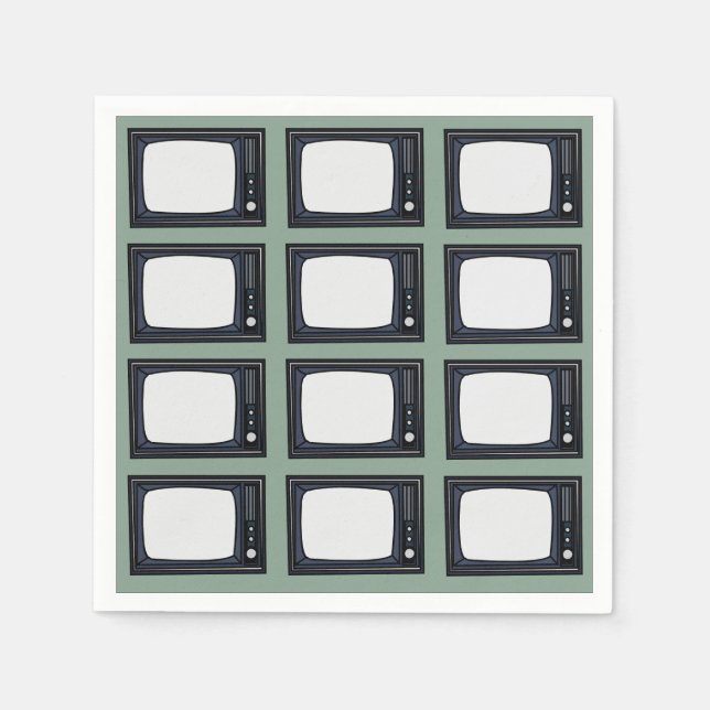 Television Gamla klassiska Retro TV Mönster Party Pappersservett (Framsidan)