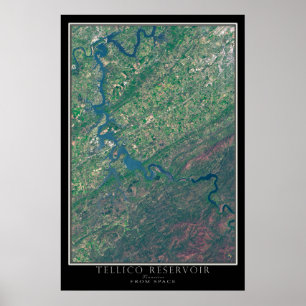 Tellico Sjö Tennessee Satellite Poster Karta