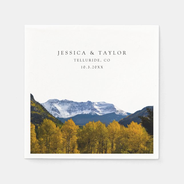 Telluride Bröllop Anpassningsbar Photo Cocktail Na Pappersservett (Framsidan)