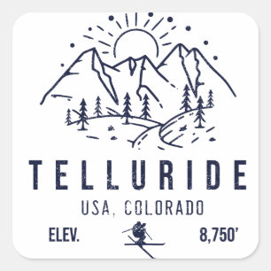 Telluride Colorado Mountain Minimalist Vintage Fyrkantigt Klistermärke