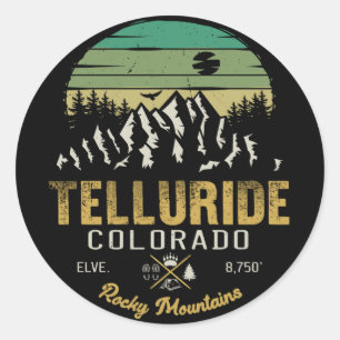 Telluride Colorado Mountain Minimalist Vintage Runt Klistermärke