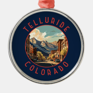 Telluride Colorado Retro Distress Circle Julgransprydnad Metall