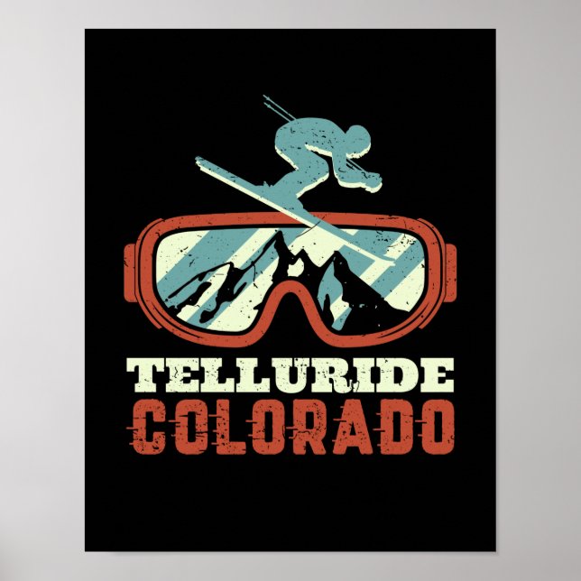 Telluride Colorado Retro Skiing Snowboarding Poster (Framsidan)