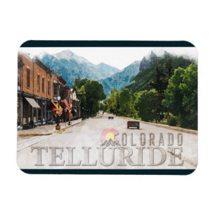 Telluride Colorado Ski Mountains Watercolor Magnet